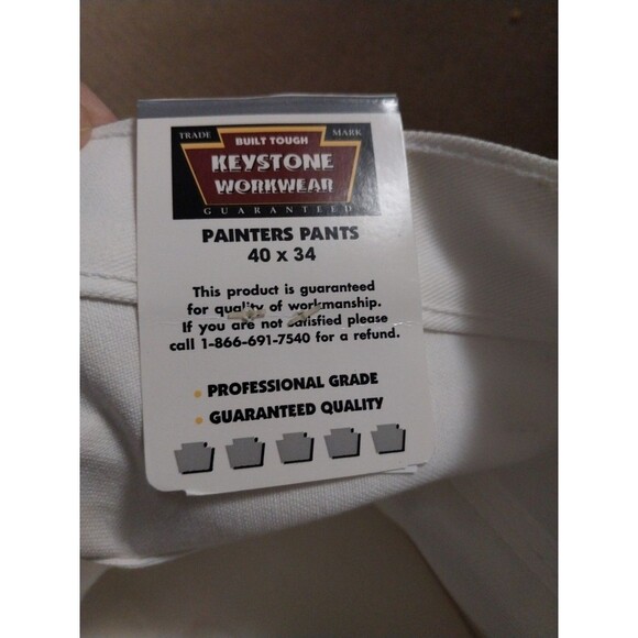 Keystone Painter Pants VTG  Workwear White Color Wide Tool Pockets, 40x34 - Picture 12 of 13